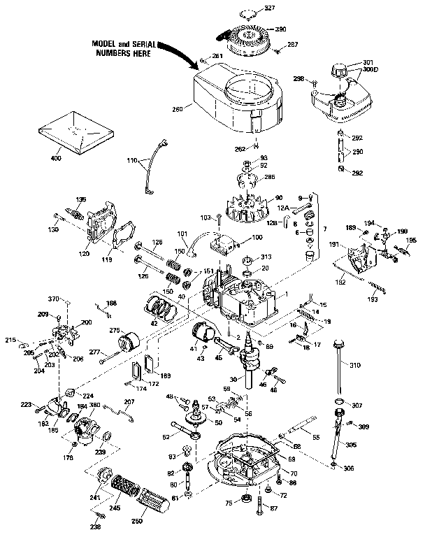 Replacement Parts Diagram and Parts List for 143434162  Craftsman Engine