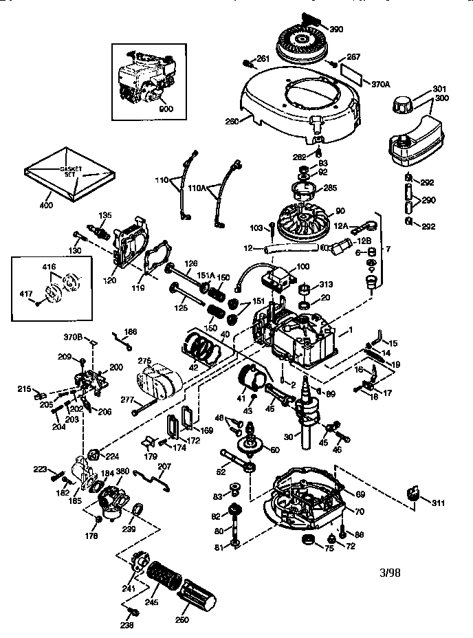 Engine 143.983502 Diagram and Parts List for 143983502  Craftsman Engine