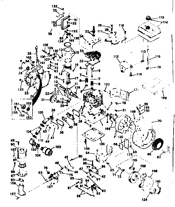 Basic Engine Diagram and Parts List for 143625122  Craftsman Engine