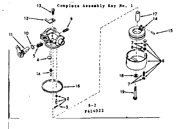 Carburetor Diagram and Parts List for 143614022  Craftsman Engine