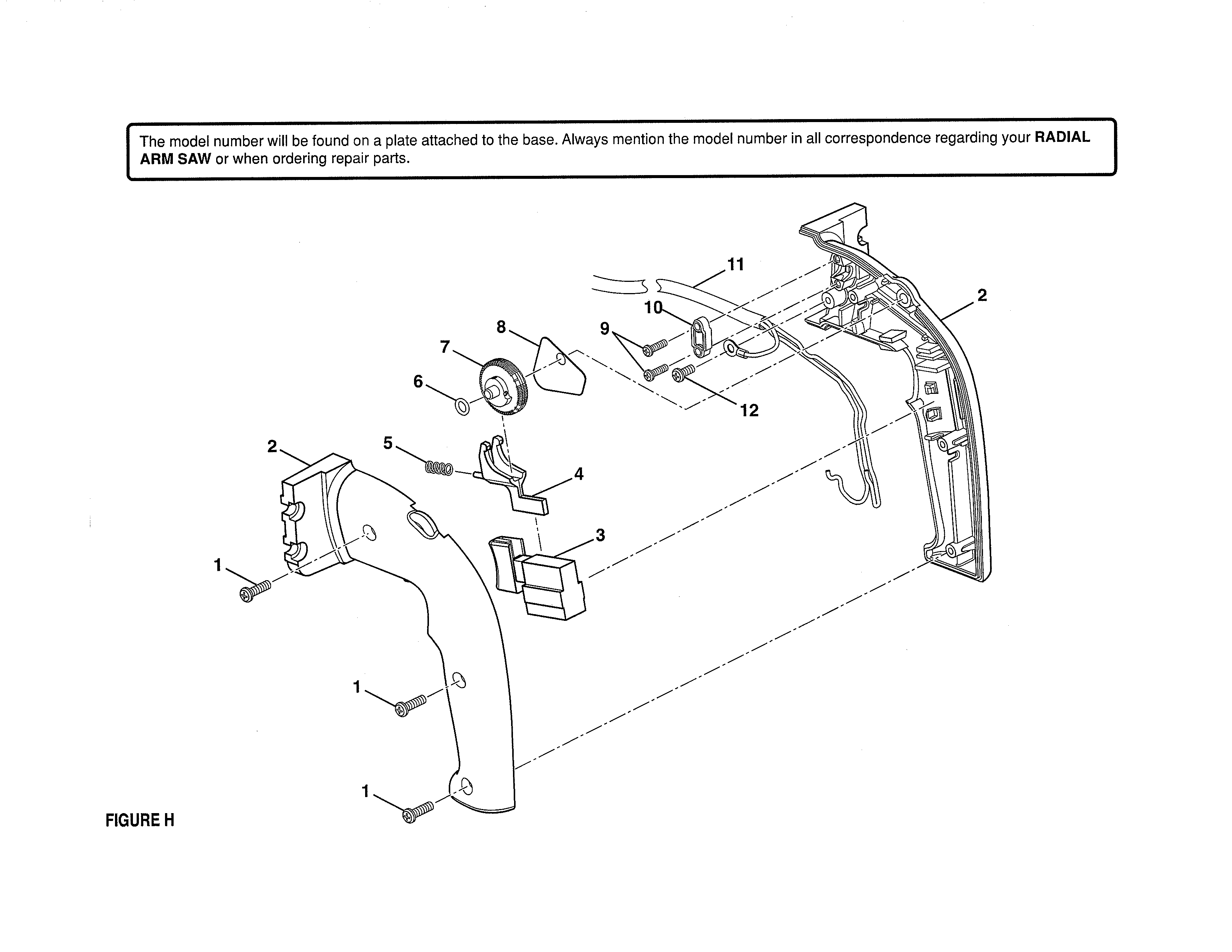 Handle/switch Trigger Diagram and Parts List for 9058  Craftsman Saw