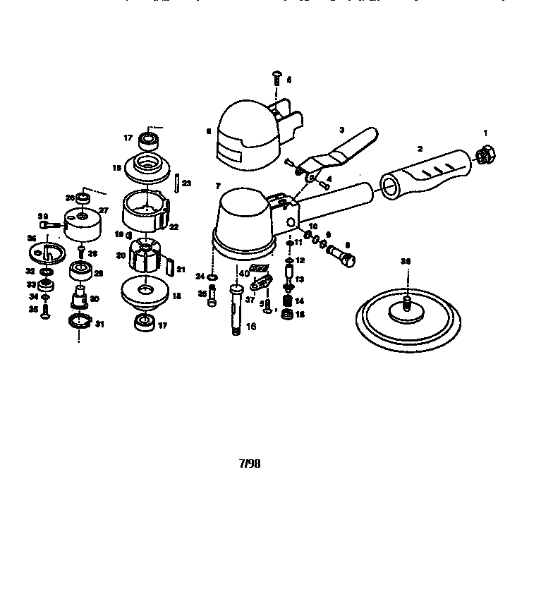 Pneumatic Dual Action Sander Diagram and Parts List for 875199770  Craftsman Sander