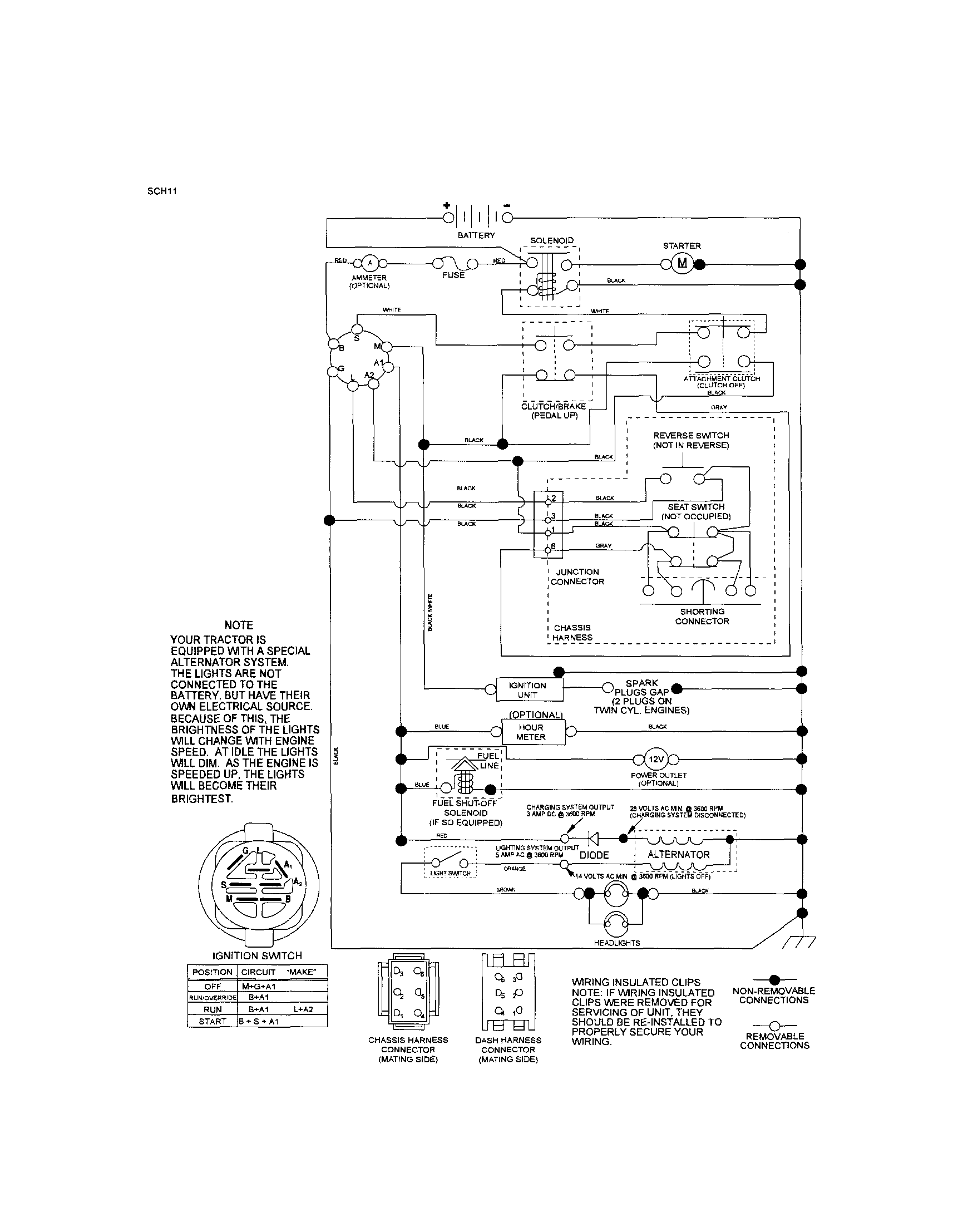 Schematic Diagram-tractor Diagram and Parts List for 917286380  Craftsman Lawn Tractor