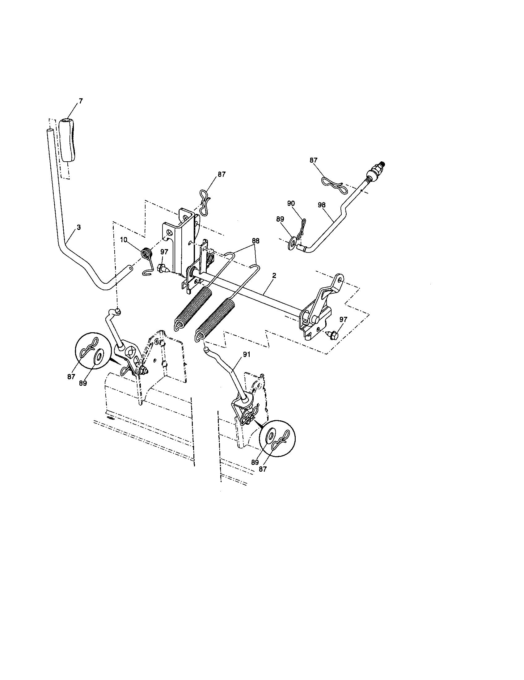 Lift Diagram and Parts List for 917286900  Craftsman Lawn Tractor