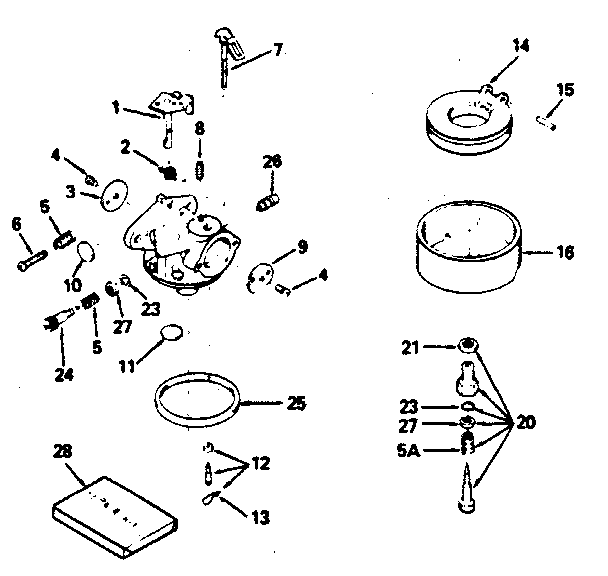 Carburetor Diagram and Parts List for 143796102  Craftsman Engine