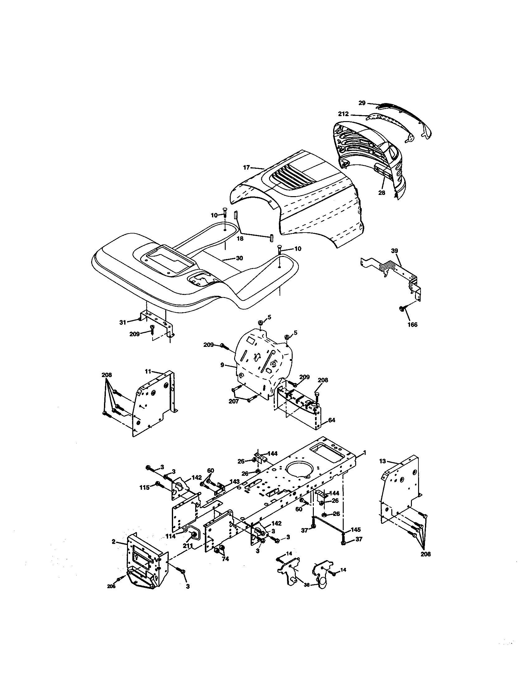 Chassis And Enclosures Diagram and Parts List for 917272754  Craftsman Lawn Tractor