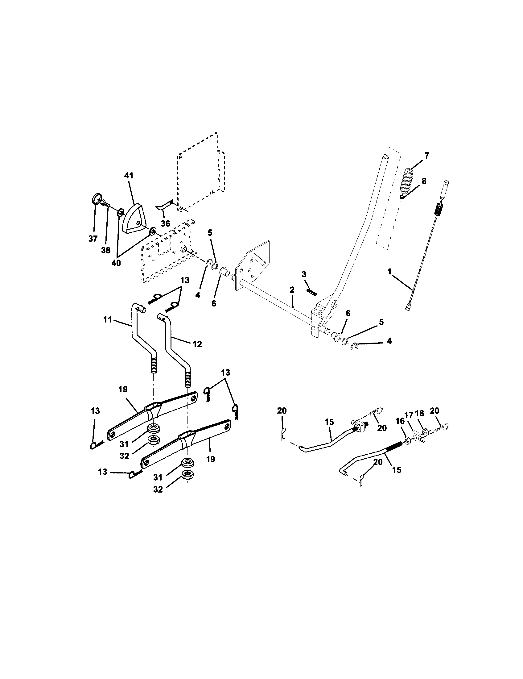 Lift Assembly Diagram and Parts List for 917272440  Craftsman Lawn Tractor