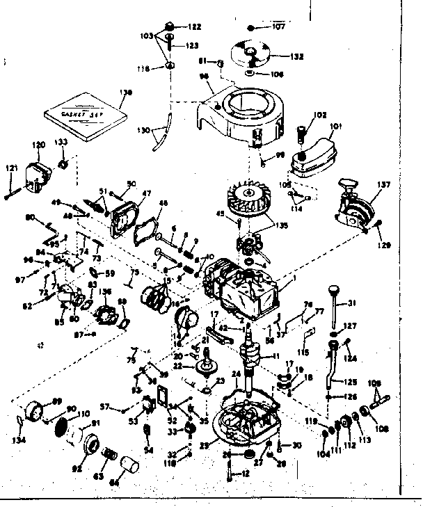 Basic Engine Diagram and Parts List for 143197072  Craftsman Engine