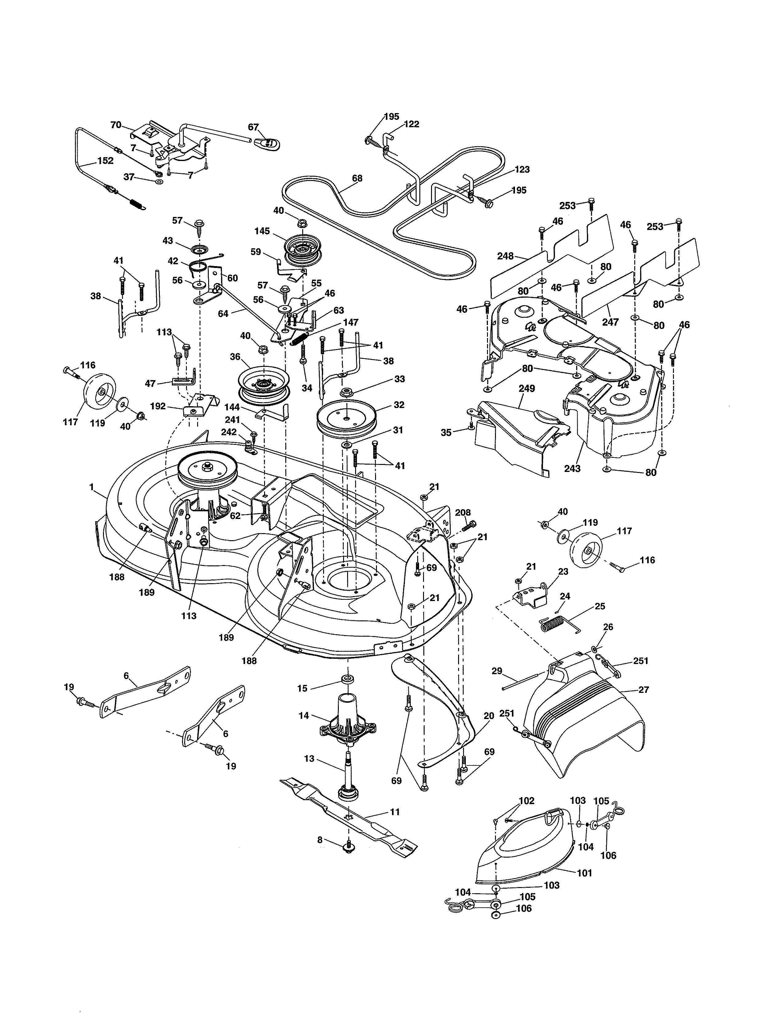 Mower Deck Diagram and Parts List for 917990380  Craftsman Lawn Tractor
