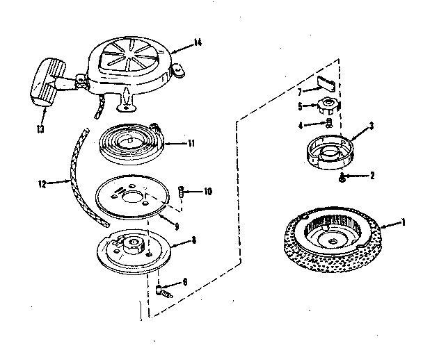 Rewind Starter Diagram and Parts List for 143102070  Craftsman Engine