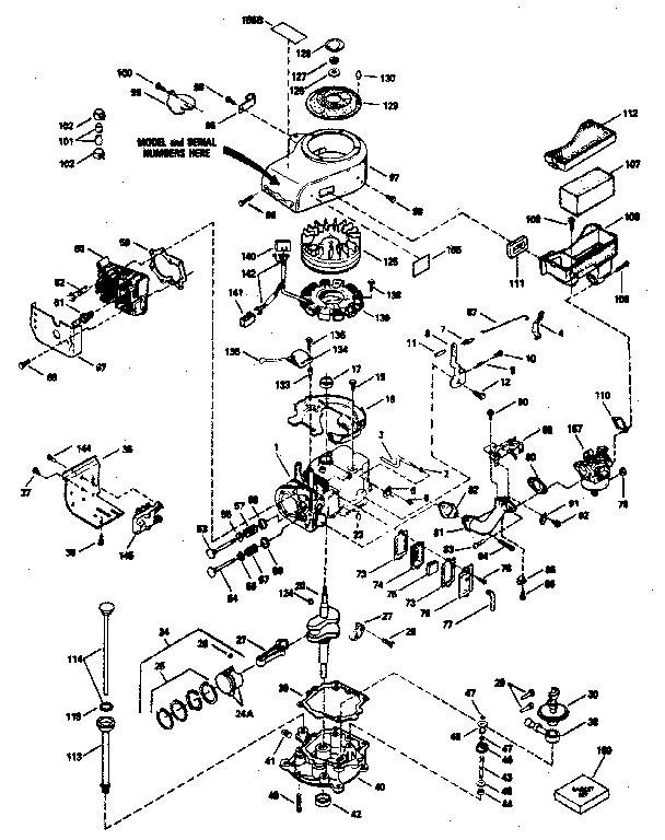Basic Engine Diagram and Parts List for 143366102  Craftsman Engine