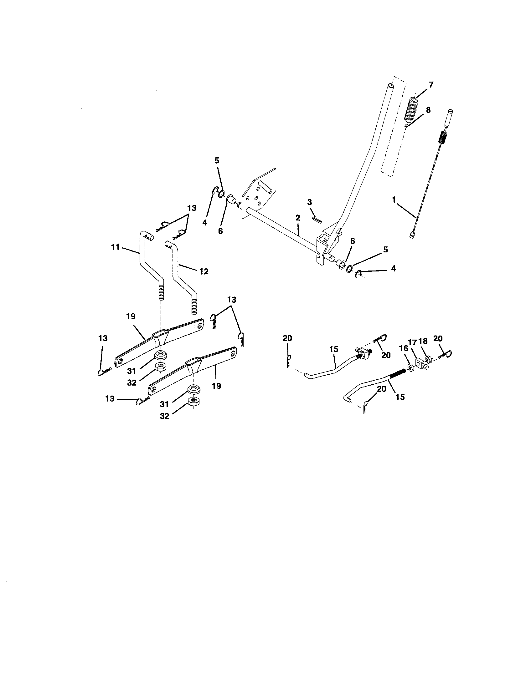 Lift Assembly Diagram and Parts List for 917275751  Craftsman Lawn Tractor