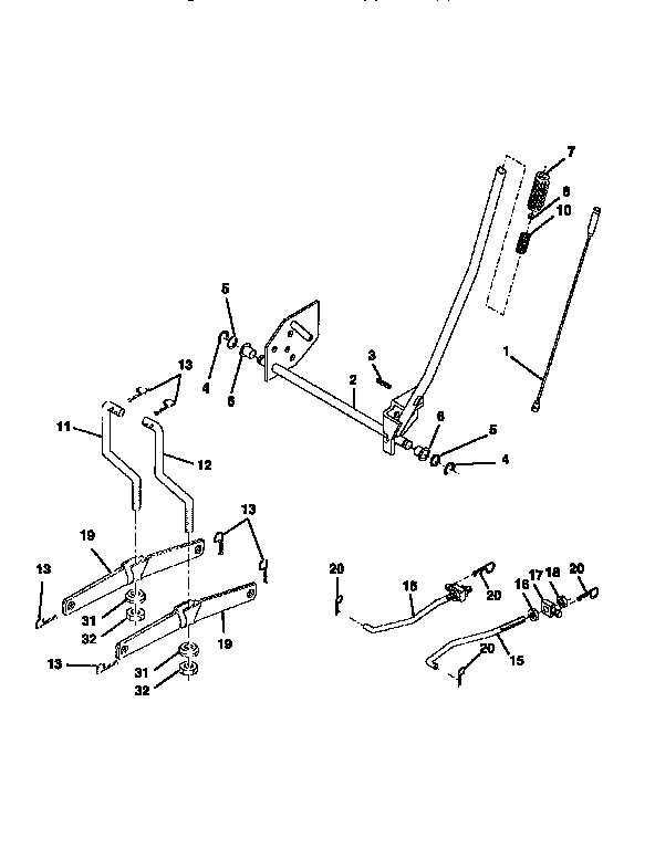 Lift Diagram and Parts List for 917256870  Craftsman Lawn Tractor