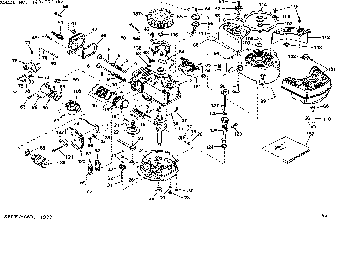 Replacement Parts Diagram and Parts List for 143274562  Craftsman Engine