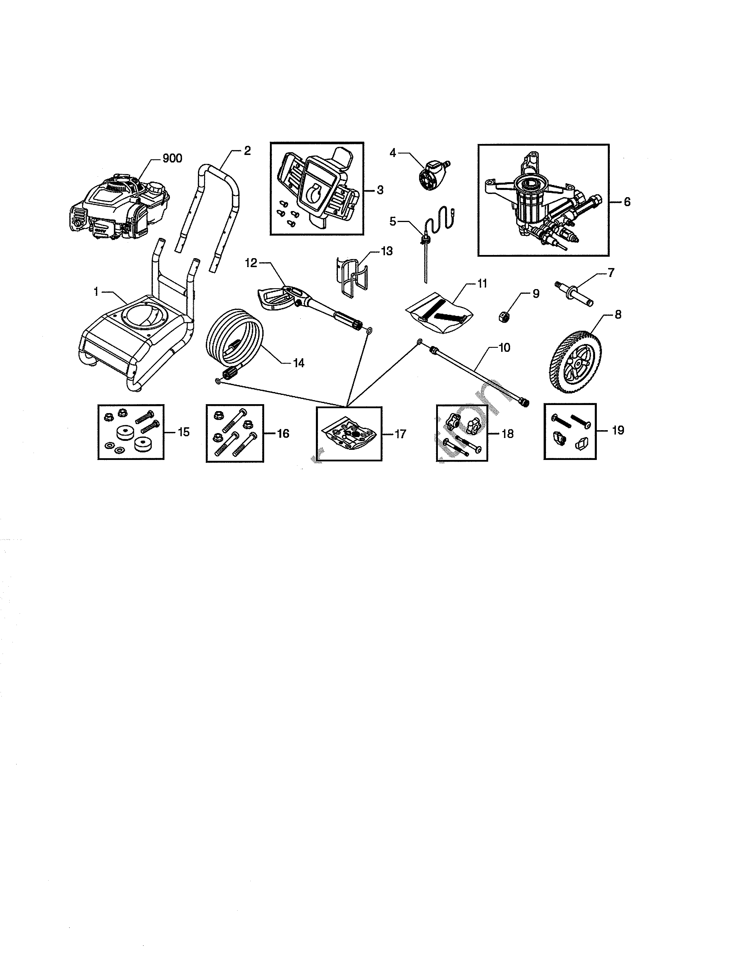 Main Unit Diagram and Parts List for 580754883  Craftsman Pressure Washer
