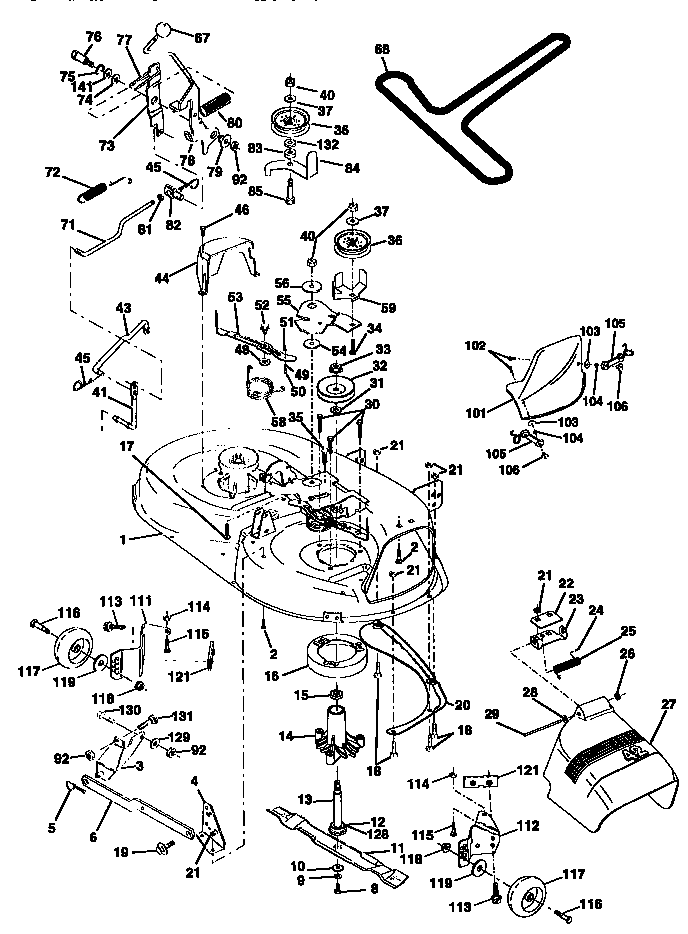 Mower Deck Diagram and Parts List for 917259547  Craftsman Lawn Tractor