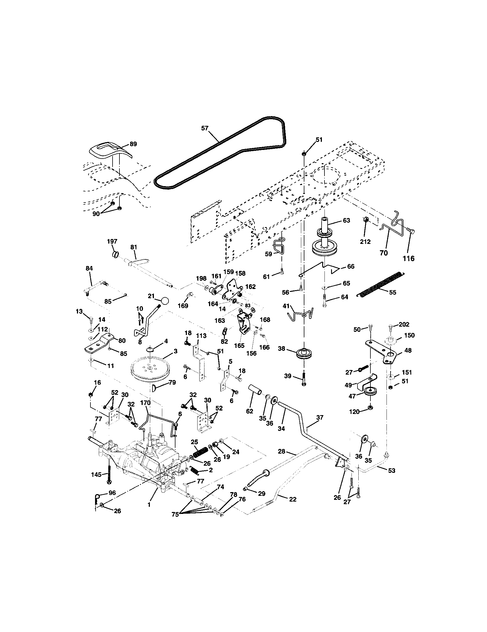 Ground Drive Diagram and Parts List for 917272910  Craftsman Lawn Tractor