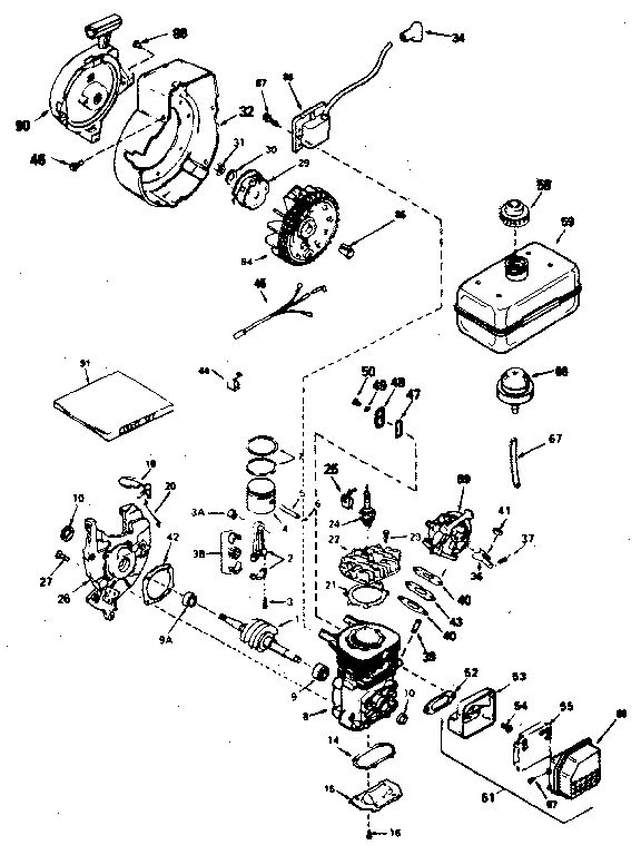 Engine Diagram and Parts List for 200681041  Craftsman Engine