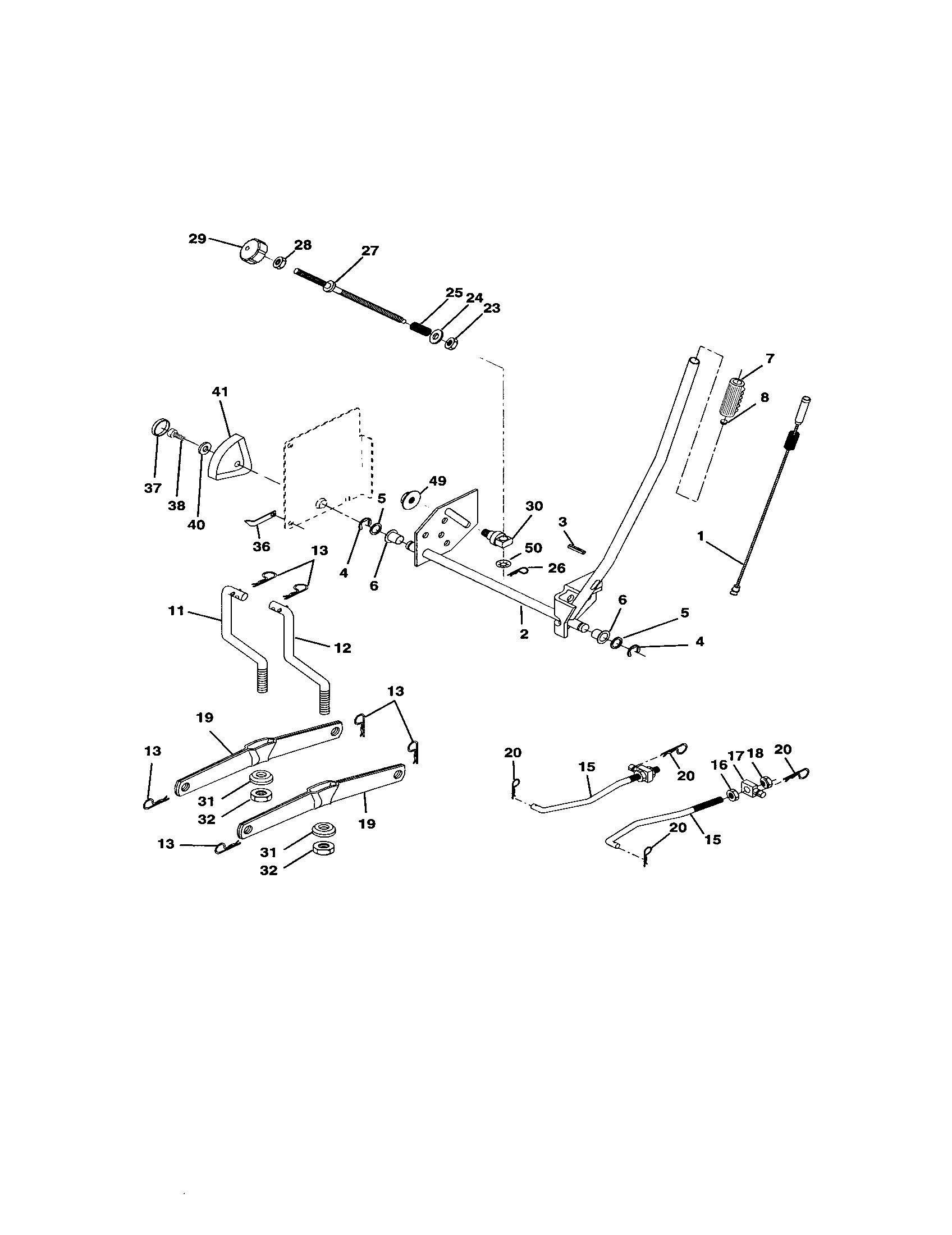 Lift Assembly Diagram and Parts List for 917272462  Craftsman Lawn Tractor