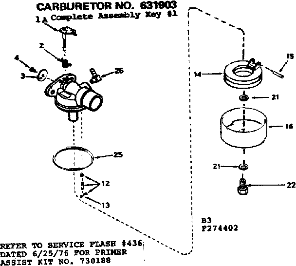 Carburetor Diagram and Parts List for 143274402  Craftsman Engine