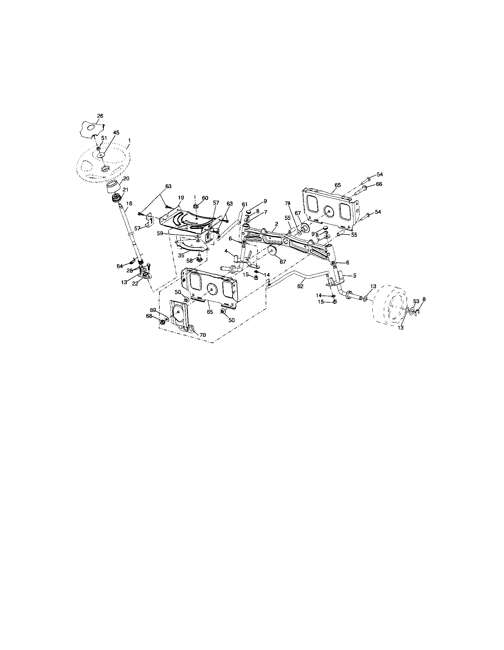 Steering Diagram and Parts List for 917287241  Craftsman Lawn Tractor