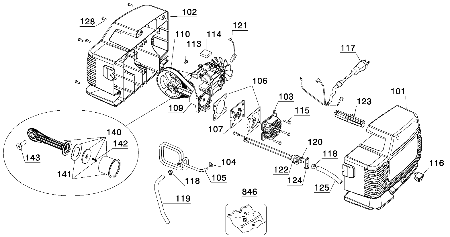 PUMP Diagram and Parts List for 919-15214 Type 5 Craftsman Compressor