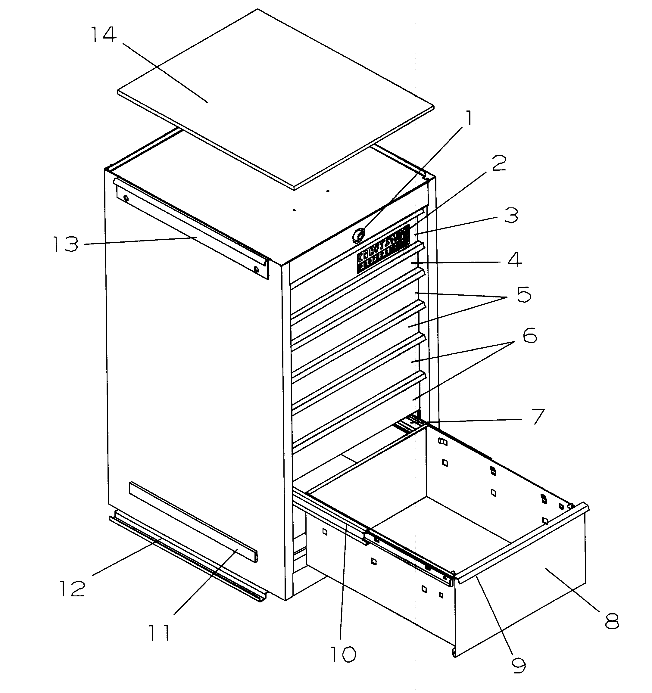 Tool Chest Diagram and Parts List for 706655166  Craftsman Tool Stand & Cart