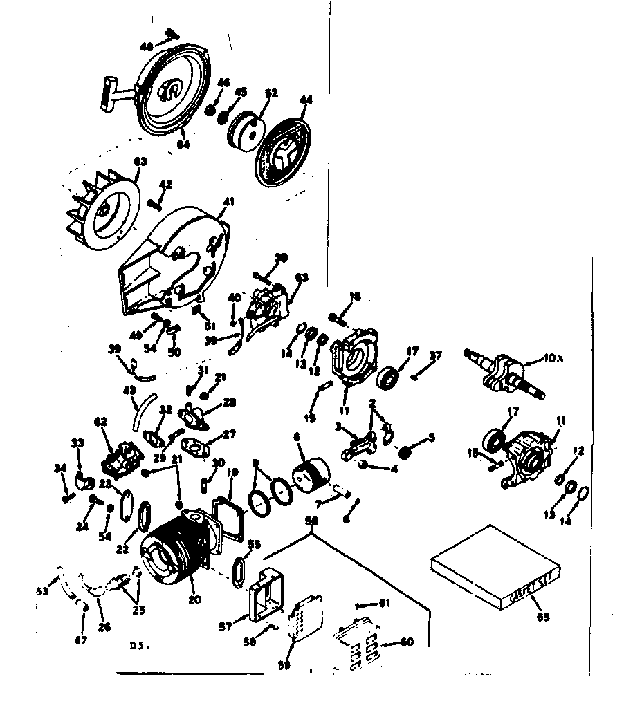 Cylinder /crankshaft And Rewind Starter Diagram and Parts List for 91762805  Craftsman Chainsaw