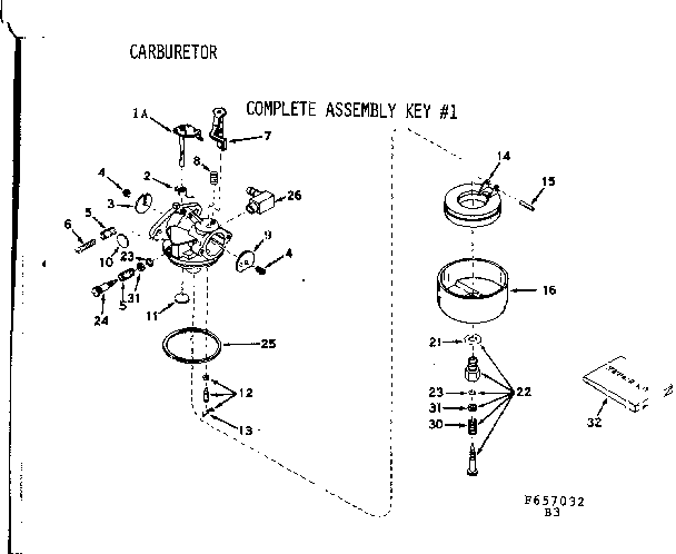 Carburetor Diagram and Parts List for 143657032  Craftsman Engine