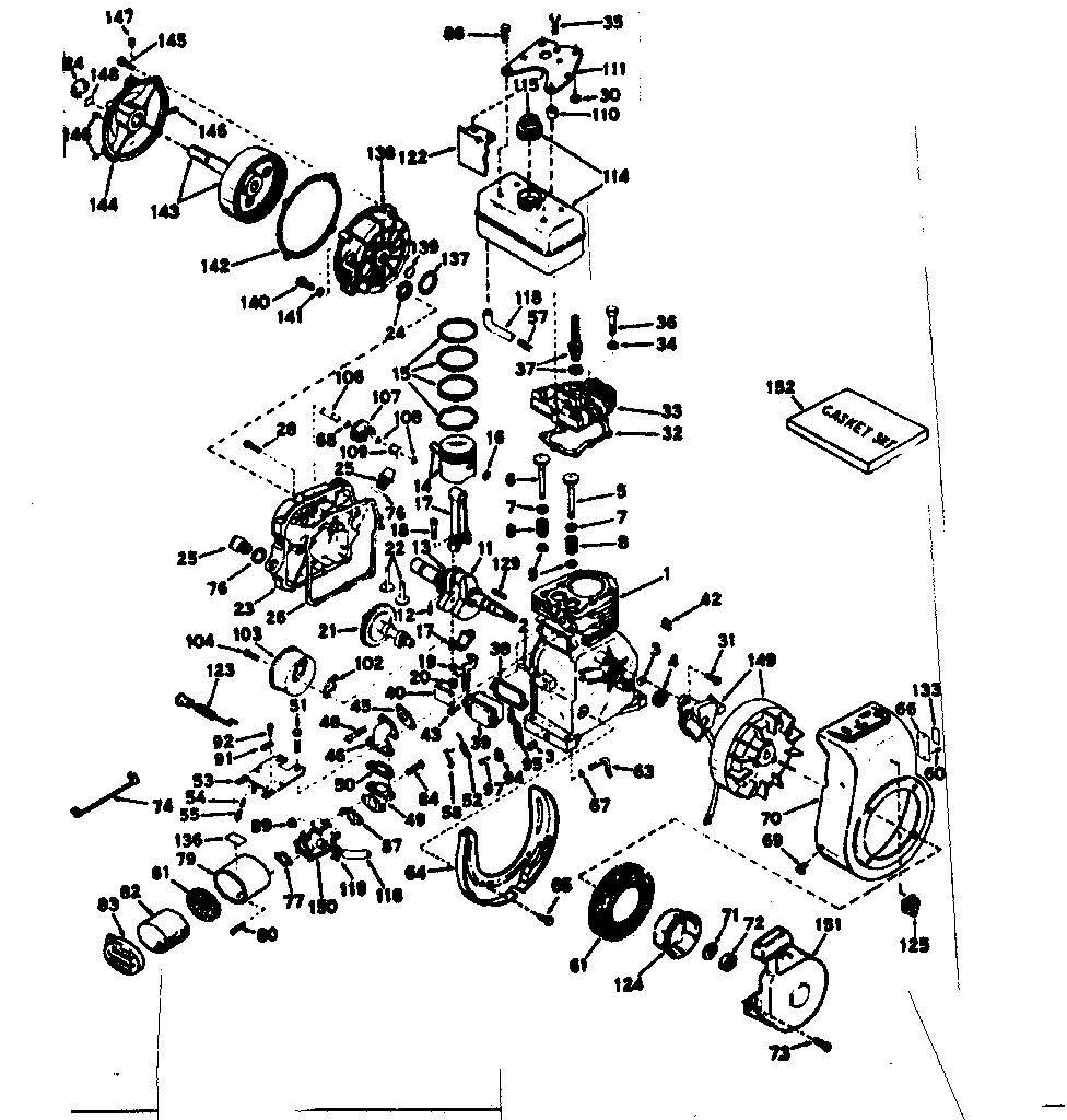 Basic Engine Diagram and Parts List for 143621052  Craftsman Engine