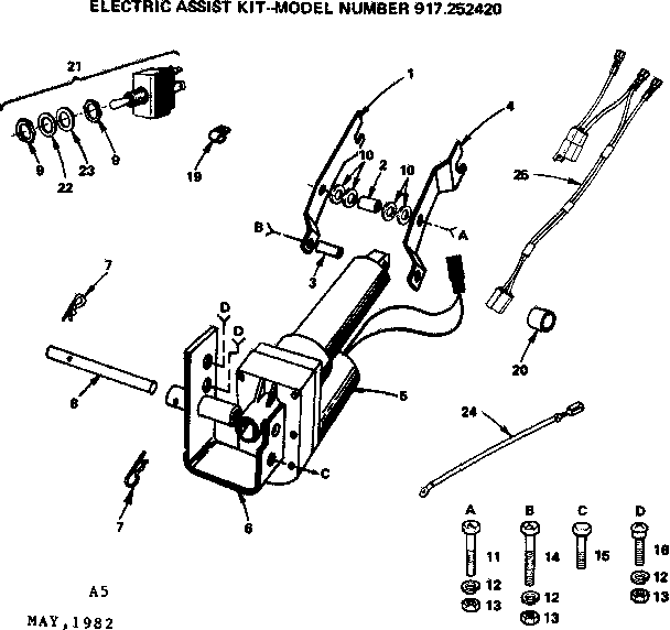 Electric Assist Kit Diagram and Parts List for 917252420  Craftsman Lawn Mower