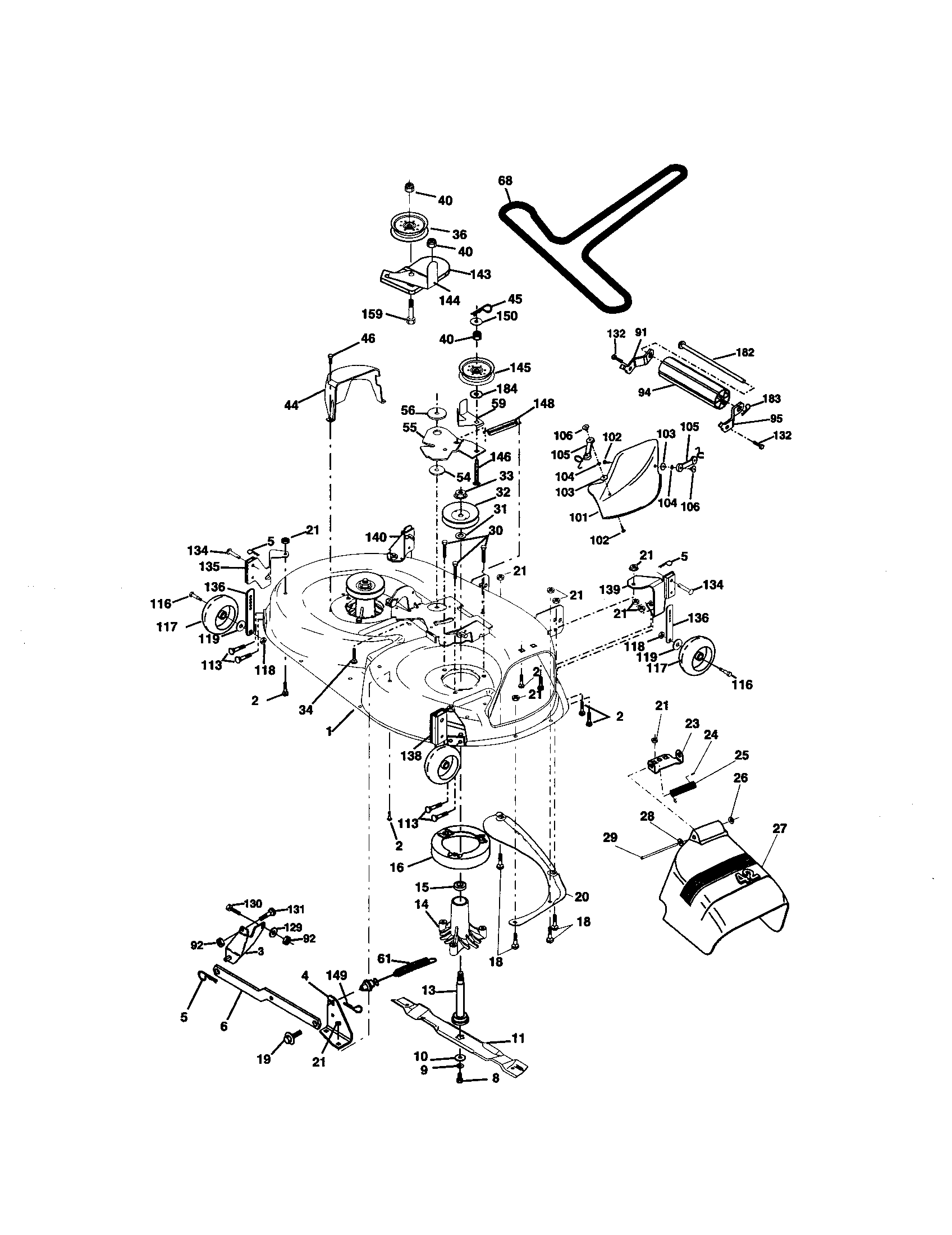 Mower Deck Diagram and Parts List for 917273641  Craftsman Lawn Tractor