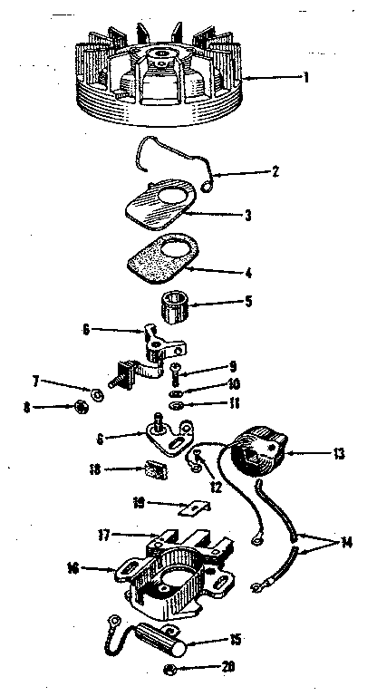 Magneto Diagram and Parts List for 14360231  Craftsman Engine