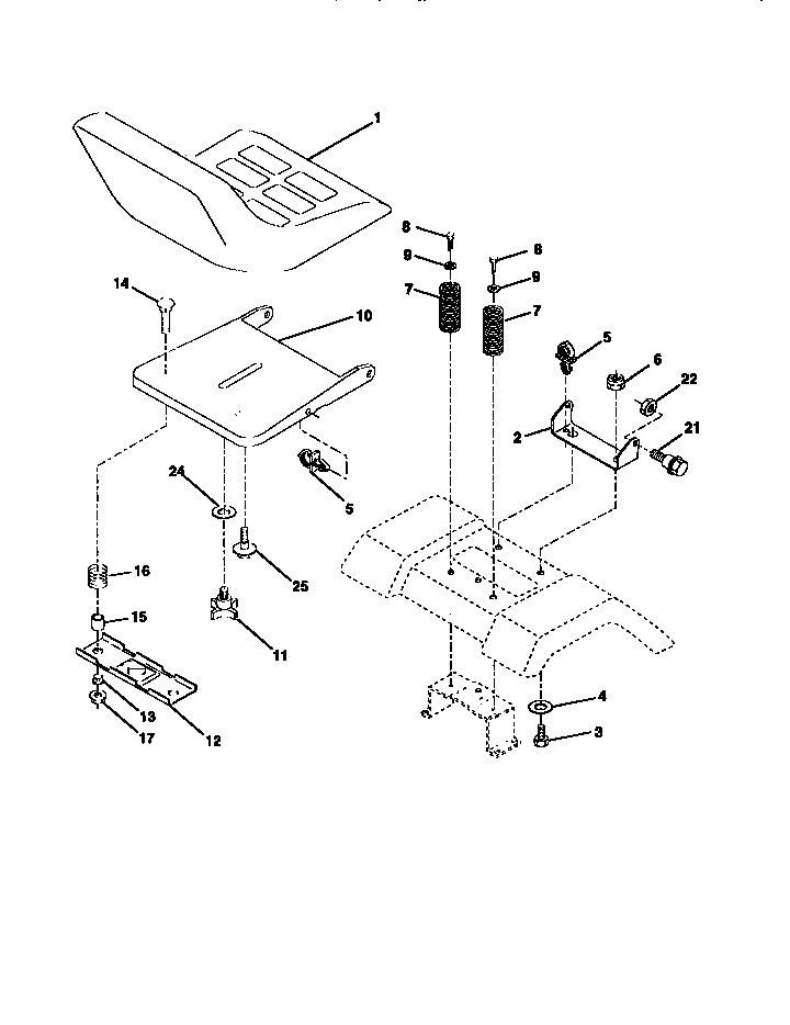 Seat Assembly Diagram and Parts List for 917270630  Craftsman Lawn Tractor