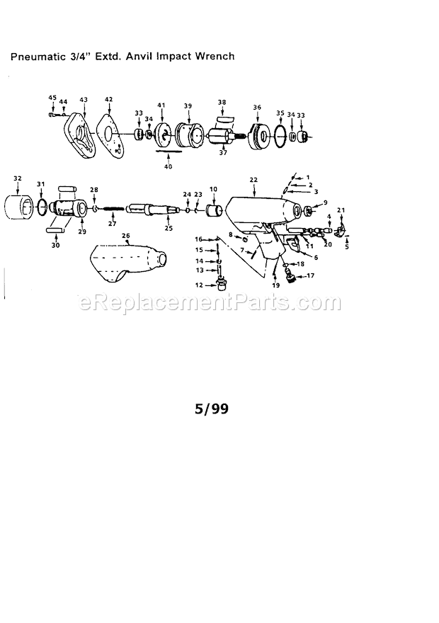 Air 3/4" Extd. Anvi... Diagram and Parts List for 875185040  Craftsman Wrench