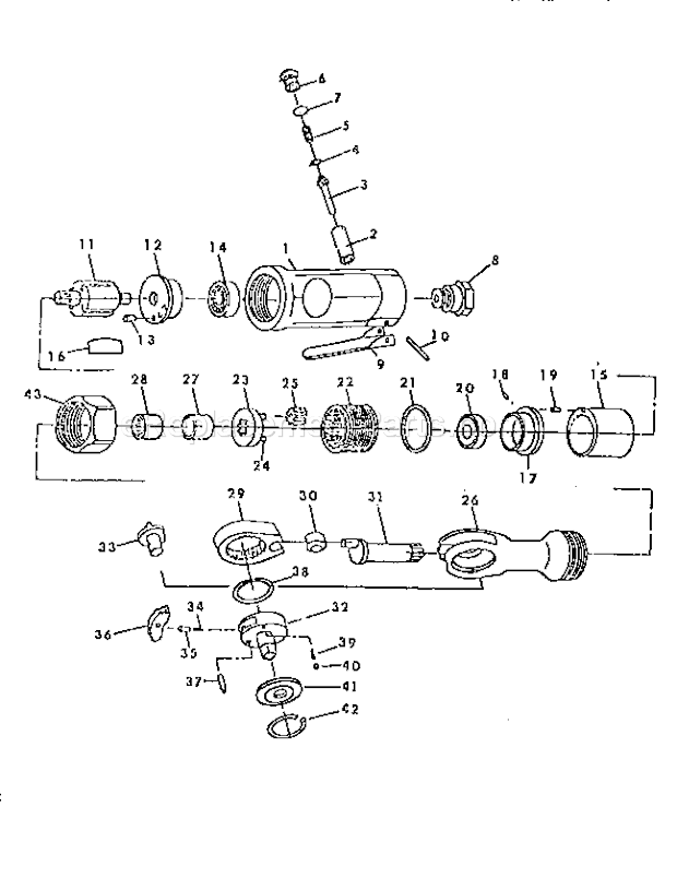 3/8" Mini Air Ratchet Wre... Diagram and Parts List for 875188431  Craftsman Wrench
