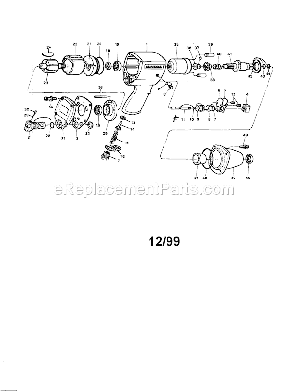 Impact Wrench Diagram and Parts List for 875188992  Craftsman Wrench
