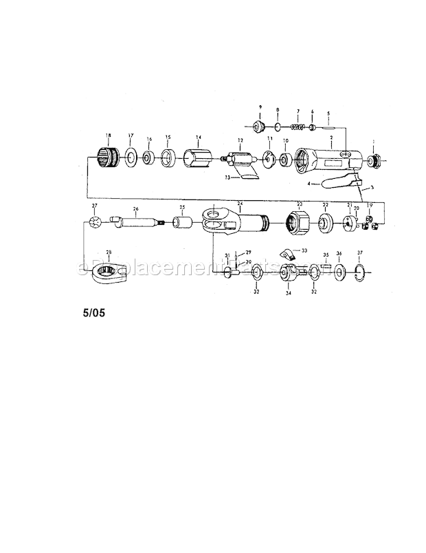 3/8" Drive Ratchet Wrench Diagram and Parts List for 875191170  Craftsman Wrench