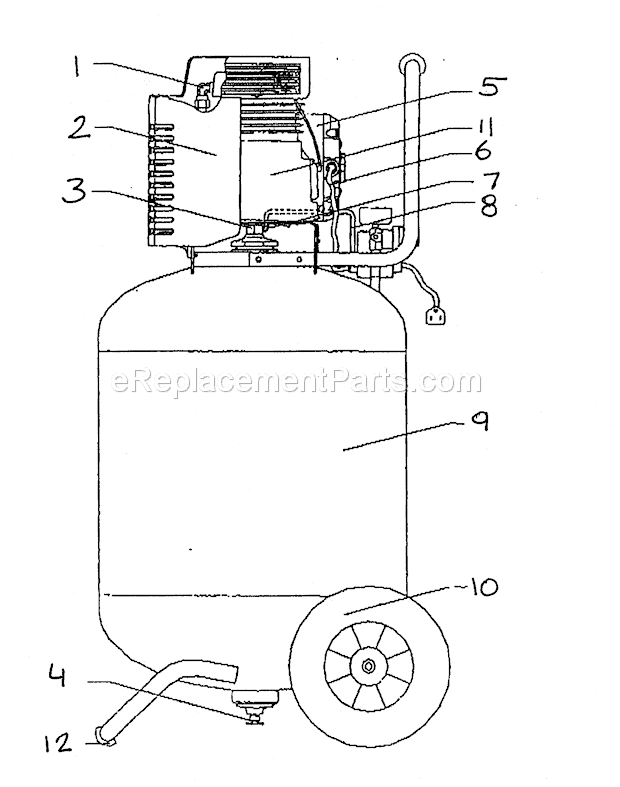 Compressor 2 Diagram and Parts List for 875195510  Craftsman Compressor
