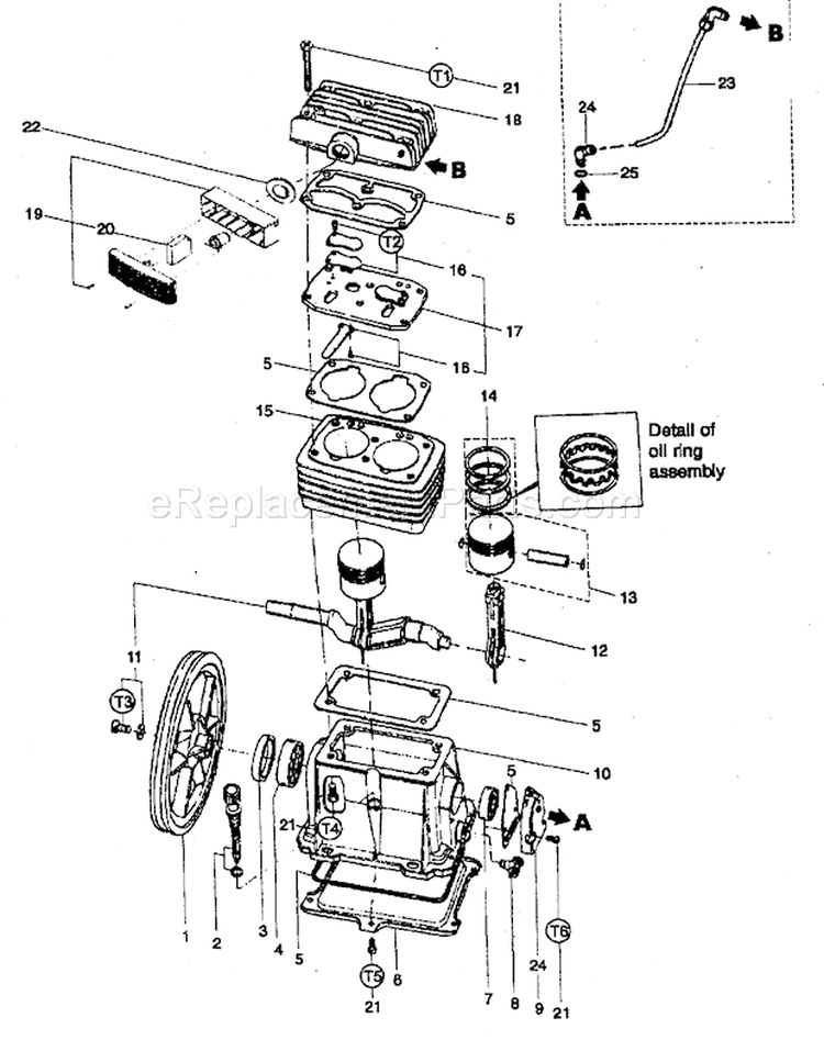 Motor Assy Diagram and Parts List for 87519551  Craftsman Compressor