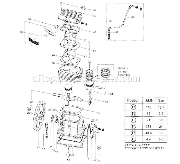 Pump Diagram and Parts List for 875195520  Craftsman Compressor