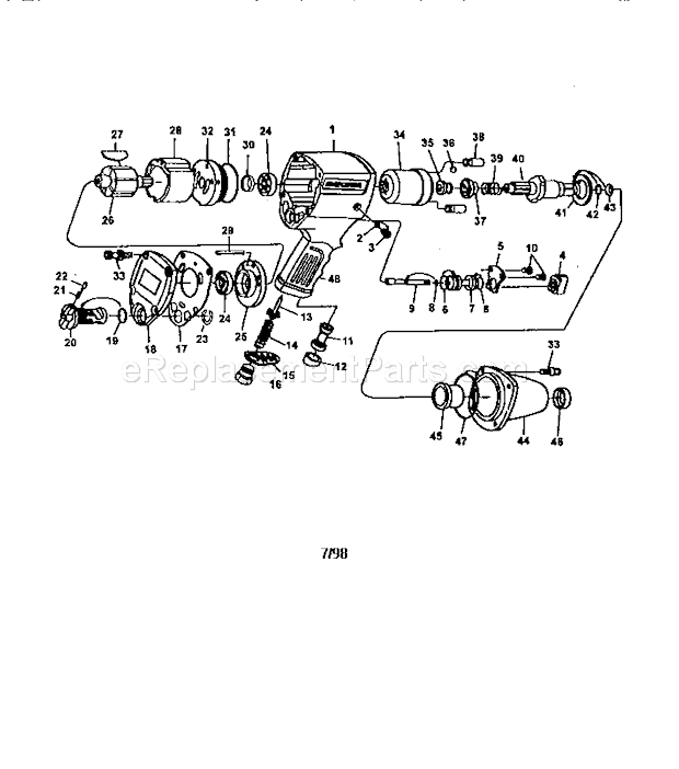 Air 1/2" Impact Wre... Diagram and Parts List for 875199020  Craftsman Wrench