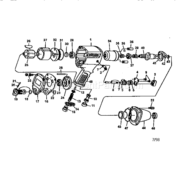 Air 3/8" Impact Wre... Diagram and Parts List for 875199030  Craftsman Wrench