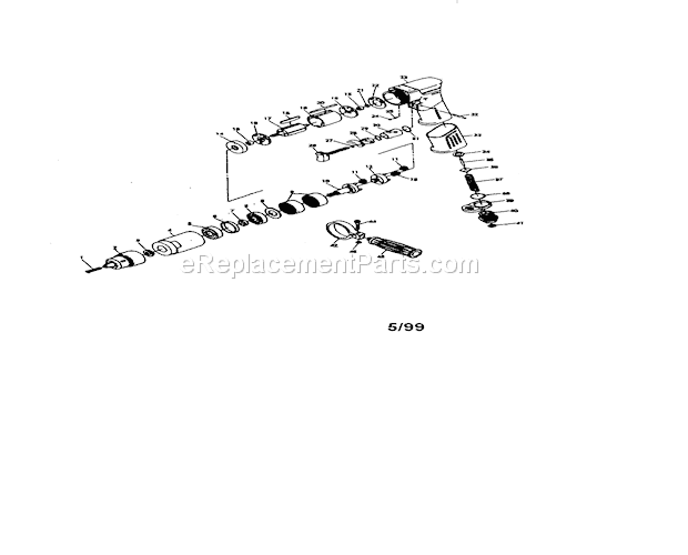 Pneumatic Reversible Diagram and Parts List for 875199120  Craftsman Cordless Drill
