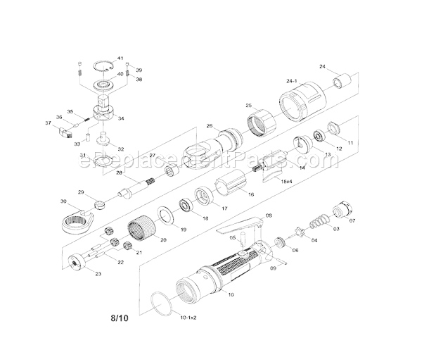 3/8" Ratchet Wrench Diagram and Parts List for 875199340  Craftsman Wrench