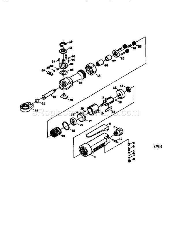 Air 3/8" Ratchet Wr... Diagram and Parts List for 875199430  Craftsman Wrench