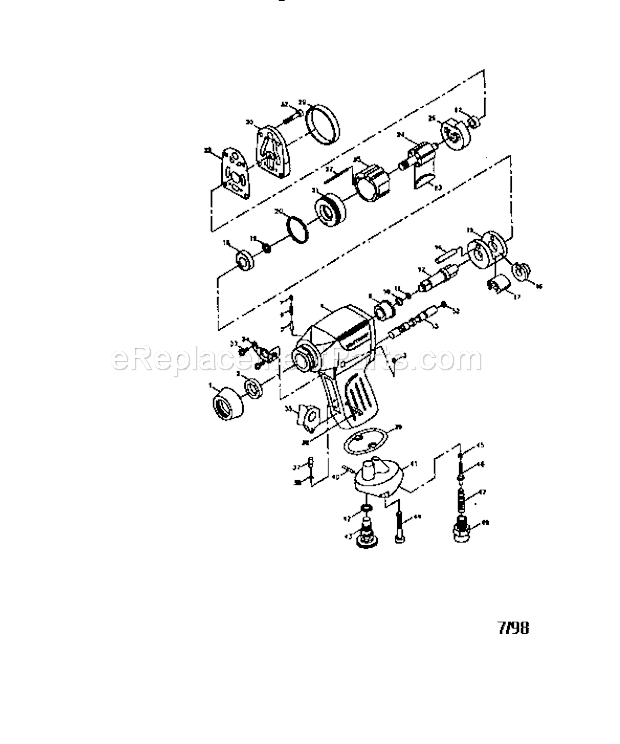 Air 3/8" Impact Wre... Diagram and Parts List for 875199460  Craftsman Wrench