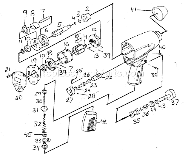 Impact Wrench Diagram and Parts List for 875199820  Craftsman Wrench