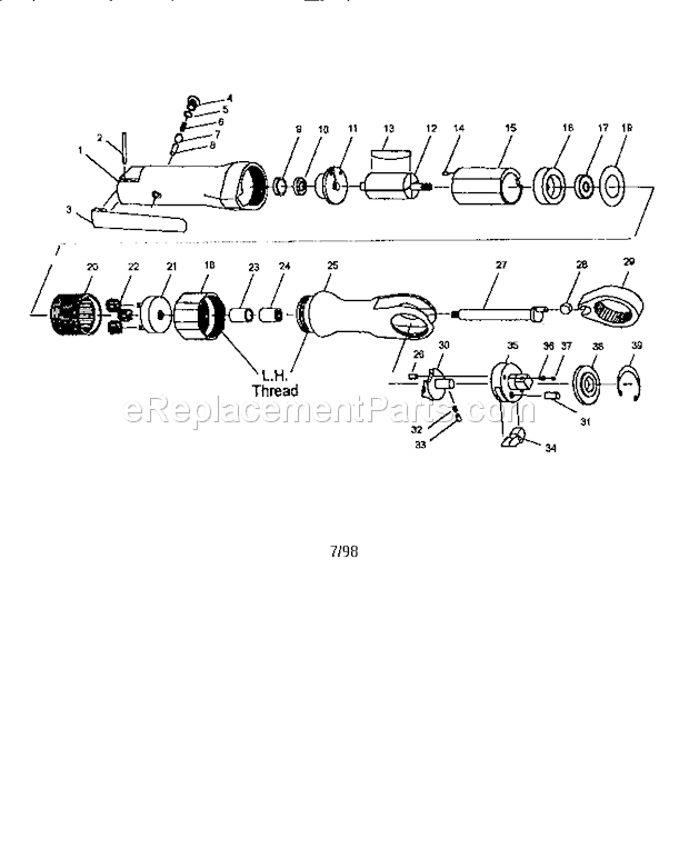 Air 3/8" Ratchet Wr... Diagram and Parts List for 875199920  Craftsman Wrench