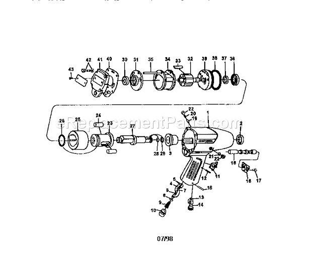 Air 1/2" Impact Wre... Diagram and Parts List for 875199940  Craftsman Wrench